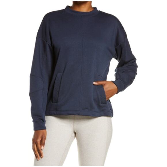 New Sweaty Betty NWT Sweatshirt Low Tides Crewneck Pullover Blue Women's Small - Picture 1 of 11